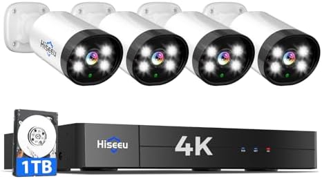Hiseeu 4K Wired Security Camera System with 4PCS 8MP Cameras by Hiseeu