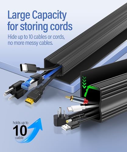 6 Pack Under Desk Cable Management Kit, J Channel Cable Raceway with Double Side Tape, Cord Organizer Tray for Desk, Easy Install, No Drilling, Cable Hider for Home & Office, Child & Pet Proof - Image 3
