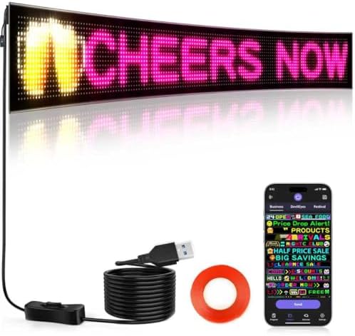 Rayhome 58''x8'' Large Multiple Programmable LED Sign, Full Color Bright Scrolling LED Signs, Bluetooth APP Control Custom Text Pattern Animation digital Display for Store Hotel Bar by Rayhome