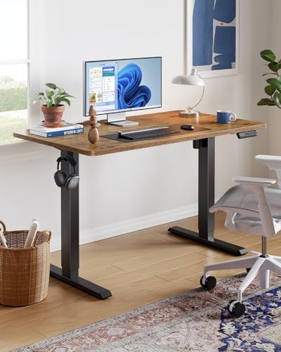 HUANUO 55x27 Inch Electric Standing Desk, Height Adjustable, Rustic Brown - Image 2