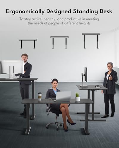 Large Electric Standing Desk, Gaming Desk, 55 x 24 Inch, Black - Image 4
