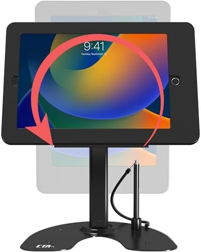 CTA Digital Dual Kiosk Stand – CTA Dual Security Kiosk Stand with Locking Case, Cable, and 360-Degree Rotating Base – Compatible with iPad 7th/ 8th/ 9th Gen 10.2-inch, iPad Air 4, (PAD-ASKB10) – Black - Image 7