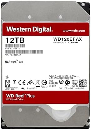Western Digital 12TB WD Red Plus NAS Internal Hard Drive HDD - 5400 RPM, SATA 6 Gb/s, CMR, 256 MB Cache, 3.5" - WD120EFAX - Image 2