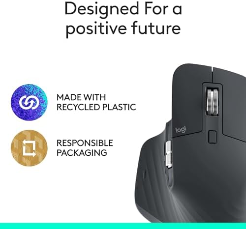 Logitech MX Master 3S Wireless Mouse, Bluetooth, 8K DPI, Quiet Clicks, Fast Scrolling, Graphite - Image 5