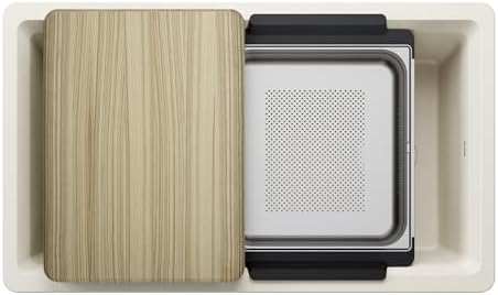 Inteos SILGRANIT 33" Single Bowl Reversible Undermount Workstation Kitchen Sink - Soft White - Image 2