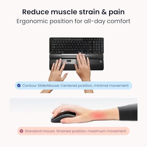 Contour Design SliderMouse Pro Ergonomic Office Mouse to Reduce Wrist, Shoulder & Forearm Strain | Design for Productivity Ambidextrous Plug & Play Works with Mac & Windows PC - Wired - Slim - Image 5