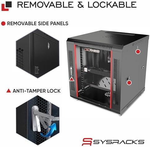 9U Wall Mount Server Rack Cabinet – 19" Network Rack Enclosure, 18" Deep Data Rack Cabinet with Fan, PDU & Shelf for IT Equipment, Switches and Patch Panel - Image 5