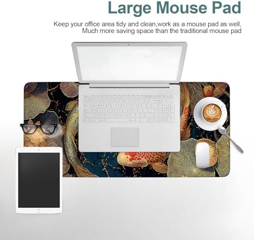 Koi Fish Gaming Mouse Pad 31.5"x11.8" Large Extended Pad Desk Mat Anti-Slip Rubber Base & Durable Stitched Edges for Gamers Smooth Mouse Pad Writing Surface for Desk Office/Home - Image 6