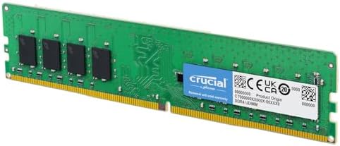 Crucial 32GB DDR4 RAM, 3200MHz (PC4-25600) CL22 Desktop Memory, UDIMM 288-Pin, Downclockable to 2933/2666MHz, Compatible with Intel and AMD Ryzen - CT16G4DFRA32A by Crucial