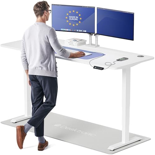 Desktronic HomePro Standing Desk 80x30 — Made in Europe, Ergonomic Sit Stand Home Office Desk, Electric Height Adjustable, Dual Motor, USB & USB-C Charging, Wobble-Free, Touchscreen, 3 Memory Presets by Desktronic