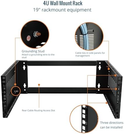 Tecmojo 4U Wall Mount Rack,4U Rack 14 inch Depth,19" Network Rack for Shallow Server and IT Equipment, Network Switches,Patch Panel Bracket,110lbs(50kg) Weight Capacity,Black (Pack of 2) - Image 4