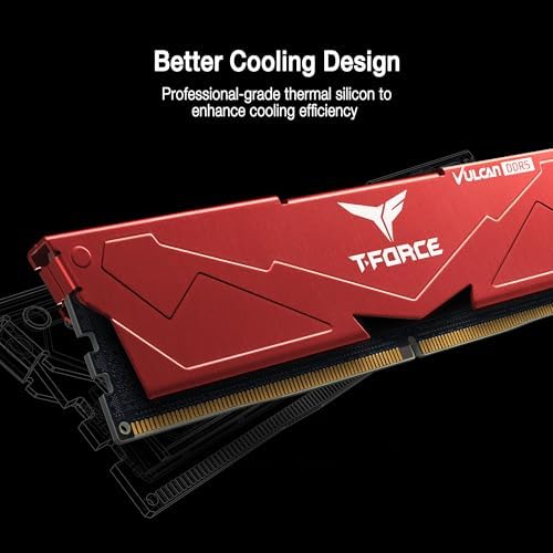 TEAMGROUP T-Force Vulcan DDR5 32GB (2x16GB) 6000MHz (PC5-48000) CL38 Intel XMP 3.0 & AMD Expo Compatible Desktop Memory Module Ram Red FLRD532G6000HC38ADC01 - Image 4