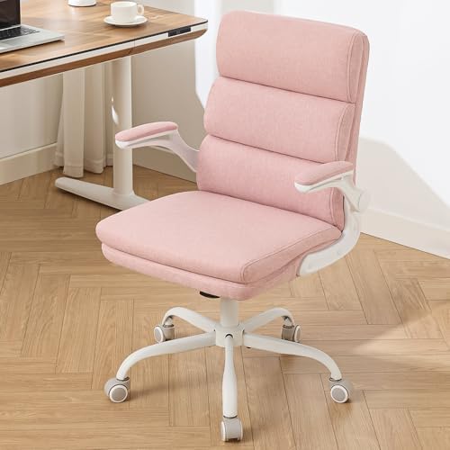 amseatec Home Office Desk Chair, Fabric Flip-Up Armrests Comfy Task Chair by AMSEATEC