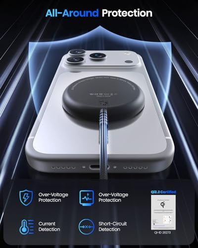Magnetic 25W Wireless Charger, 5FT Qi2 Fast Charging Pad for MagSafe - Image 4