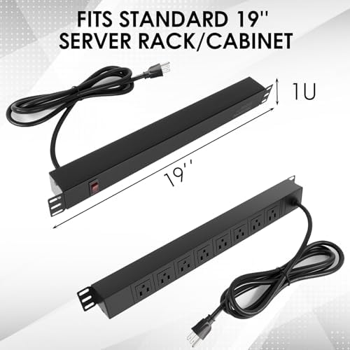 8 Outlet Rack Mount PDU Power Strip, 15A, 125V, 1875W - Image 3