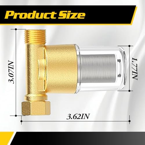 40 Micron Brass Sediment Filter, Inline Water Filter fits 1/2" NPT & 3/4" GHT, Visual Sediment Filter for Washing Machines to Ensure Cleaner Clothes, Also for Water Heaters, RVs, Boats, Garden Hoses - Image 5