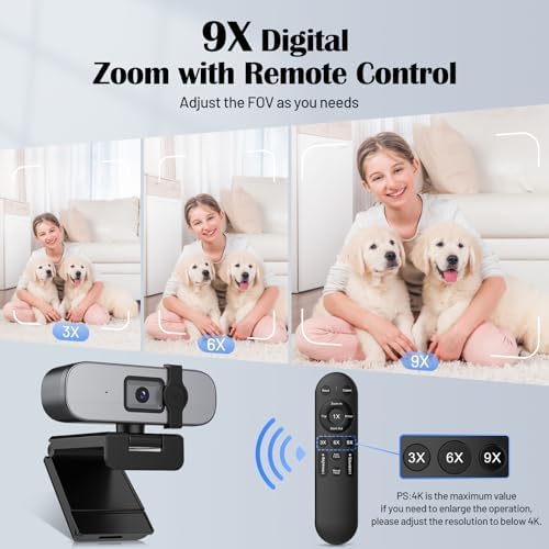 YQE 4K Webcam with Tripod, UHD Web Cam with Microphone, PDAF Autofocus Webcam with Remote Control, Privacy Cover, USB Type-A & A-to-C Adapter Computer Camera for Calling, Zoom/Teams/Facetime/Switch 2 - Image 5