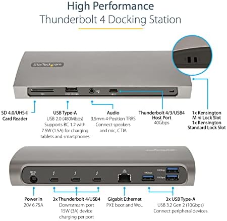 StarTech Thunderbolt 4 Dock, MacBook Pro/Air M1-M5, Dual 4K 60Hz, 8K, 96W, Black & Gray - Image 3