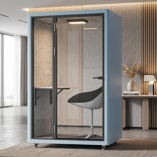 Soundproof Office Pod with 1 Person Enclosed Structure (Blue) by X-Comfot