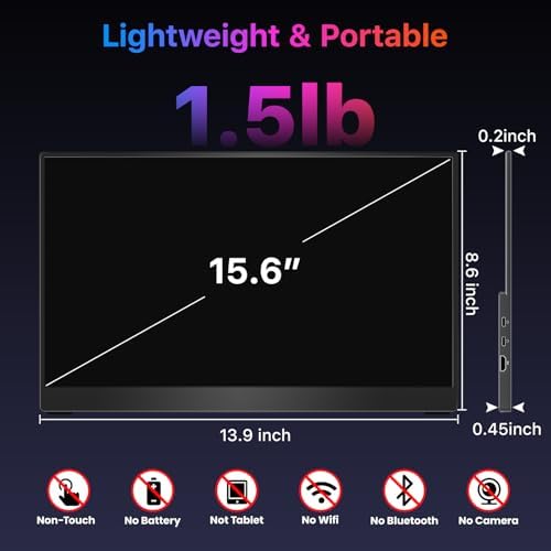 kksmart Portable Monitor 15.6 inch 4K UHD 145% sRGB 60Hz, Travel Monitor for Laptop MacBook Surface PC Xbox PS5, HDMI USB-C VESA Compatible Built-in Speaker - Image 7
