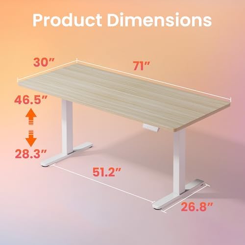 HUANUO 71x30 Inch Electric Standing Desk, Height Adjustable, Natural - Image 3