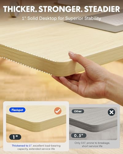 FLEXISPOT EN1 60"x24" One-Piece Standing Desk, White Wood Grain - Image 3