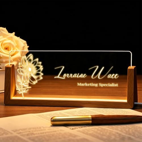 Desk Name Plate Personalized with LED Light - Custom Name Plate for Office Decor, Professional Appreciation Gifts for Bosses, Coworkers, Teachers, Men & Women by Unknown
