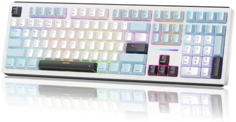 Redragon K771 Wireless Mechanical Keyboard, 108-Key Gaming Keyboard with 4 Extra Hotkeys, 5-Layer Noise Dampening, Pre-lubed Linear Switches, Hot-swap Custom RGB Keyboard for PC/Mac - Blue&White by REDRAGON