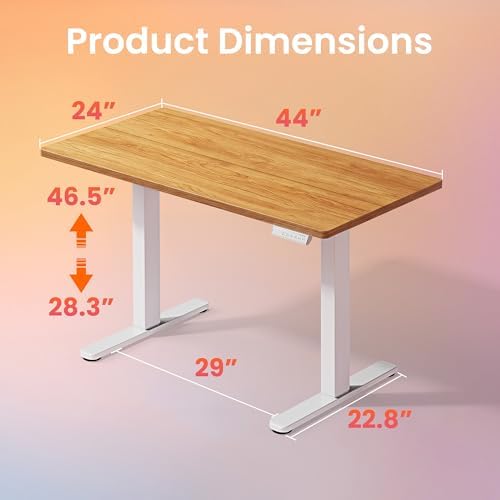 HUANUO 43x24 Inch Electric Standing Desk, Adjustable, Light Vintage Brown - Image 3