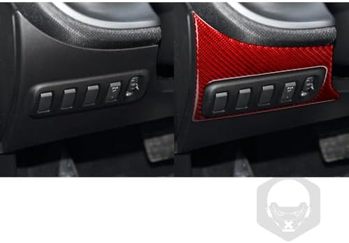 Real Soft Red Carbon Fiber Car Driver Position Headlight Headlamp Switch Control Panel Sticker Auto Interior Decoration Accessories Compatible with Benz Smart 2016 2017 2018 2019 2020 2021 - Image 4