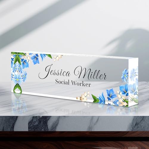 Personalized Acrylic Office Desk Name Plate with Name And Title Printing by nyareka