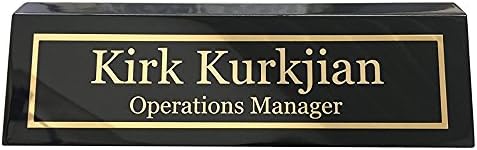 Piano Black Name Plate for Desk Engraved in USA by Griffco Supply | Desk Name Plate Personalized Engraving by GriffcoSupply