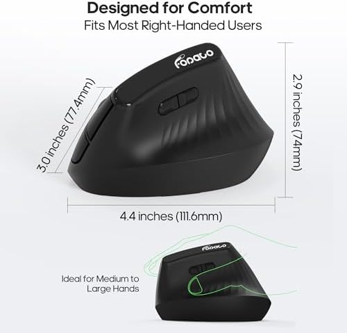 Ergonomic Vertical Mouse, Silent Wireless Bluetooth Mouse - Image 6
