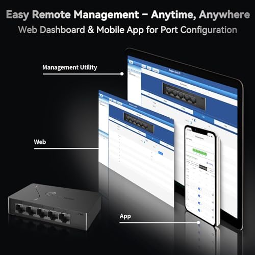 Goalake 5 Port Gigabit Managed Ethernet Switch, Easy Smart Network Splitter with VLAN & QoS, Desktop/Wall Mount, for Small Office Home Network - Image 3