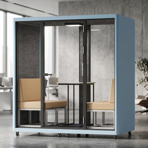 Soundproof Office Pod with 4 Person Gold Frame (Blue) by Unknown