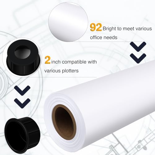 VOISEN Wide Format Paper, 4 Rolls Plotter Paper 24 In x 150 Ft - Image 3