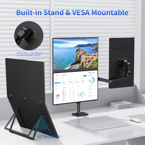 MAGICRAVEN Portable Dual Monitor for Laptop, Foldable Laptop Screen Extender, Plug & Play No Driver, 1080P FHD IPS 100Hz Triple Screen for Travel & Office, Compatible with Mac, Windows -18.5" - Image 6