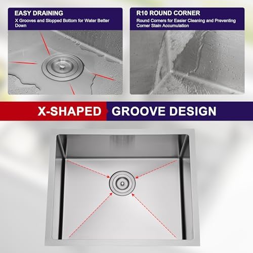 23 Inch Undermount Handmade Single Bowl Kitchen Sink - Image 6