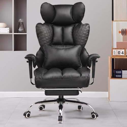 GTPLAYER Big and Tall Gaming Chair 400lbs Heavy Duty Office Chair with Footrest, High Back Pocket Spring Lumbar Support, Ergonomic Wide Comfy Seated Cushion for Lower Back Pain Relief, Carbon-Black - Image 3