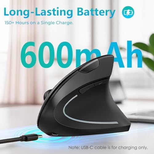 Lekvey Ergonomic Mouse, Rechargeable Vertical Wireless Mouse, Comfort Grip - Image 3