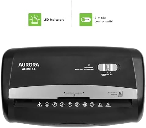 Aurora AU890XA 8-Sheet Crosscut Paper and Credit Card Shredder with Wastebasket - Image 4
