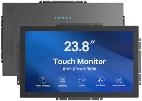 23.8 Inch 10 Points PCAP Open Frame Touch Screen LCD Display Monitors 1920x1080 Black with 1000 Nits Brightness by GreenTouch