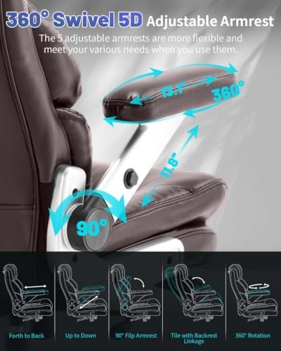 800LBS Big and Tall Office Chair for Heavy People, Heavy Duty Executive Chair with High Back, Extra Wide Seat and Adjustable Lumbar, Large Computer Desk Chair Comfortable for Home Office - Image 3
