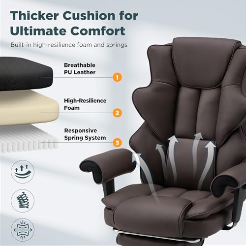 HOMREST Brown Ergonomic Office Chair - Image 6