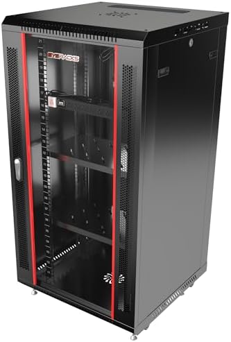 Sysracks 22U Wall Rack Mount Server 19" Deep Network Cabinet, Server Rack with Fan, Removable Side Panels, Locking Glass Door 24" Computer Cabinet Enclosure Network Rack Case 22.600 - Image 3