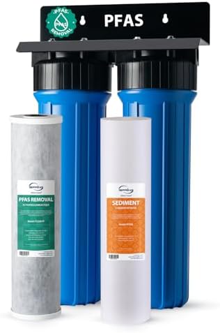 iSpring PFAS-Reducing Whole House Water Filter System, Also Removes Chlorine, Sediment, Rust, and Odor, SGS-Tested Reducing up to 99% of PFAS, 1” Inlet/Outlet, Model: WGB22B-PF by iSpring