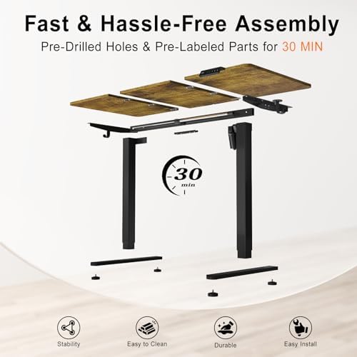 48 Inch Height Adjustable Desk for Home, Dark Walnut - Image 6