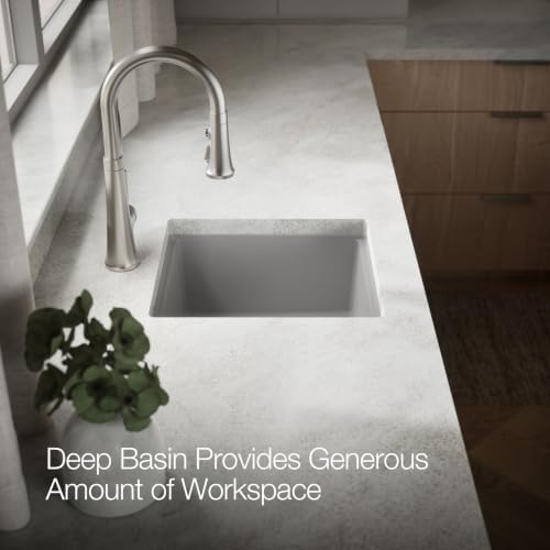 KOHLER Billings 18" Undermount Bar Sink, Single Bowl, Neoroc Composite, Matte Finish, Compact Prep Sink for Wet Bar or Kitchen Island, Matte Grey, K-33711-CM4 - Image 7