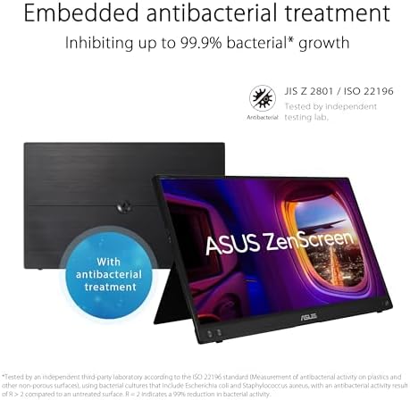 ASUS ZenScreen 15.6” 1080P Portable Monitor (MB16ACVR) - Full HD, IPS, Eye Care, Flicker Free, Blue Light Filter, Kickstand, USB-C Power Delivery, for Laptop, PC, Phone, Console - Image 6
