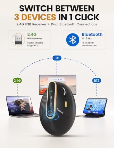 SABLUTE MAM4 Ergonomic Wireless Vertical Mouse for Medium & Large Hands - Image 3
